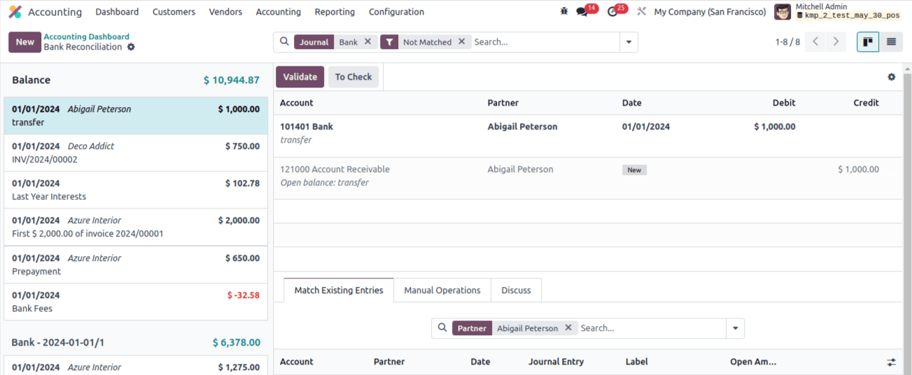 bank’s reconciliation window