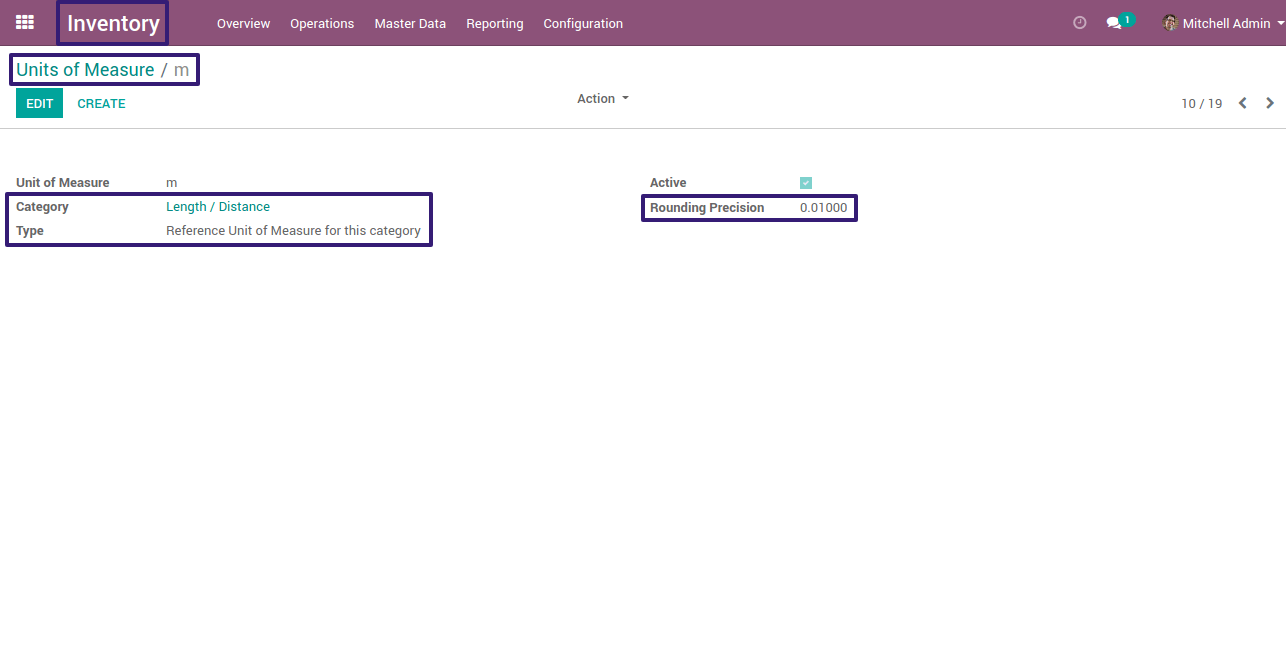 Unit Of Measures Open UOM Form View in odoo