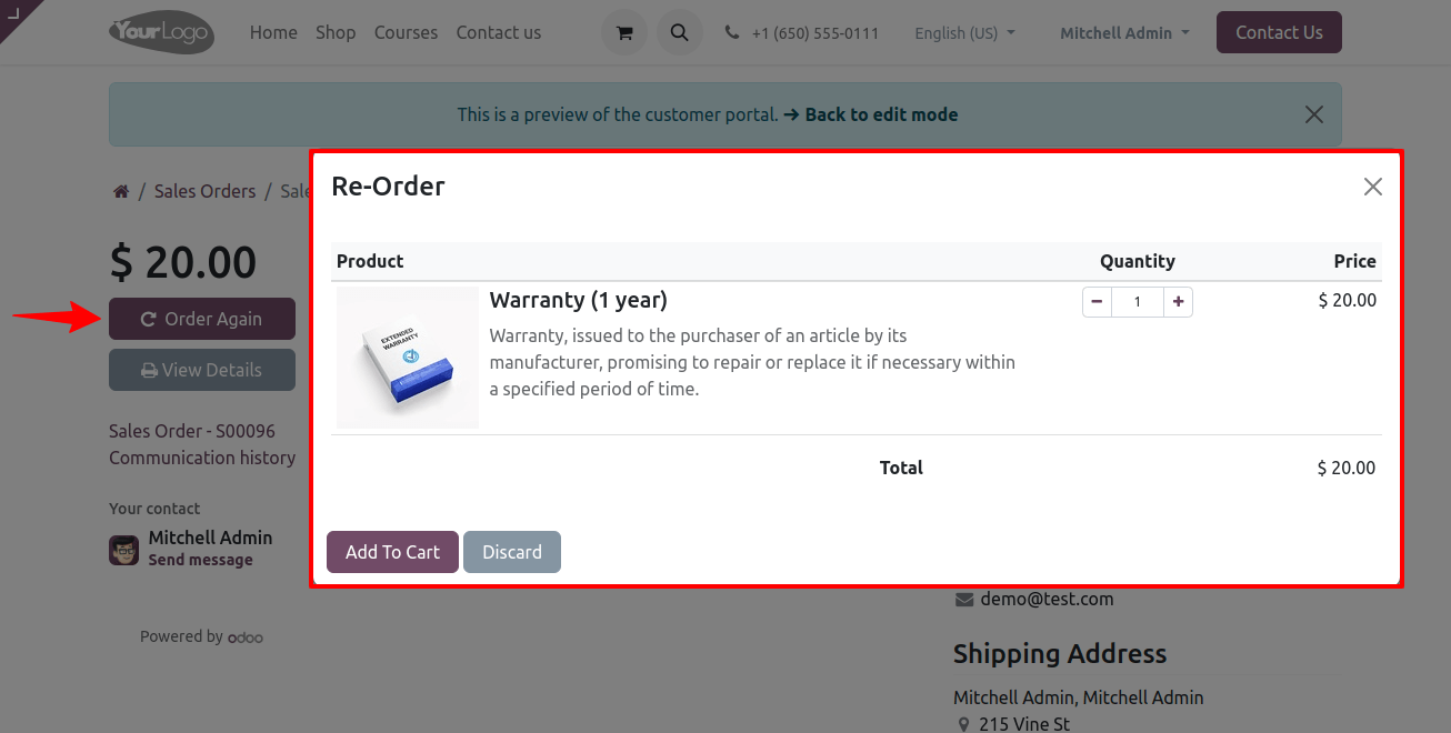 re-order Popup