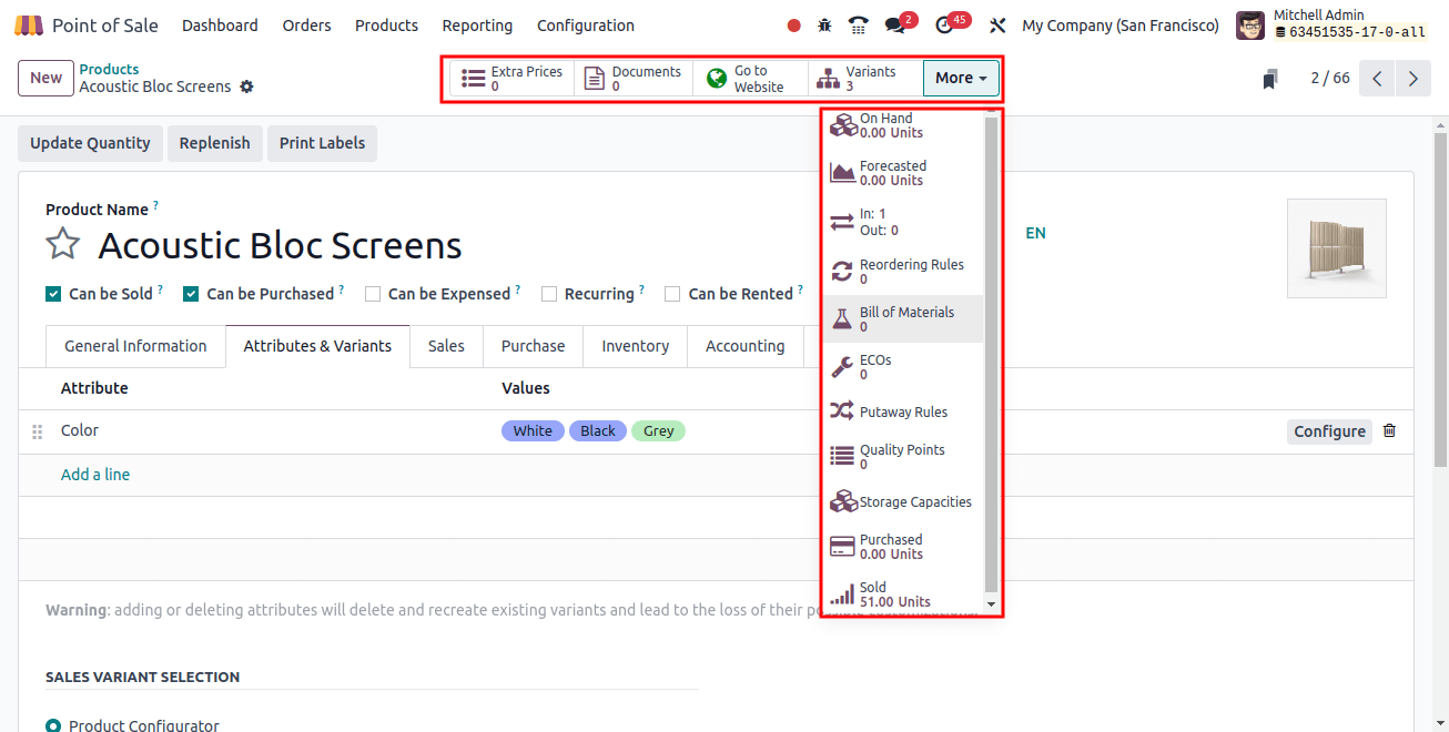 Poduct Smart Button Details