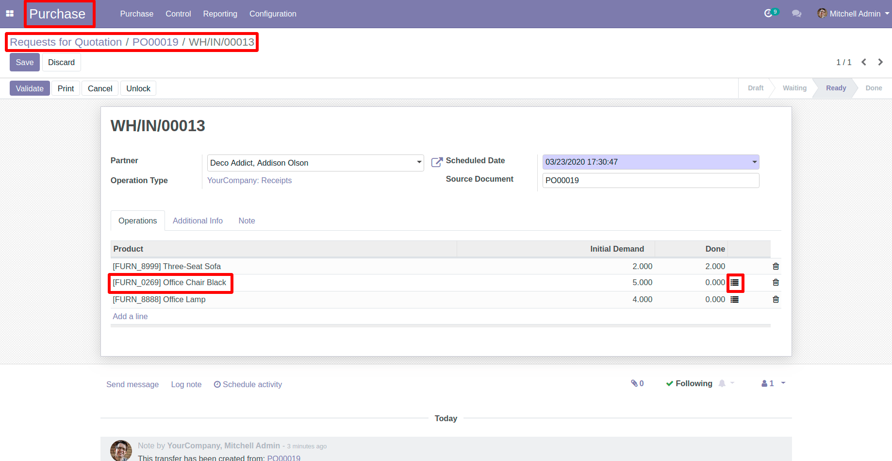 Click on Button in Line in Odoo