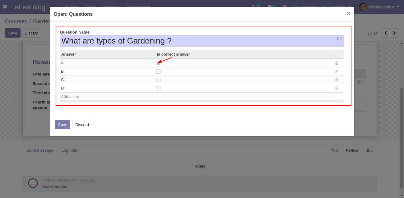 Quiz In Odoo E-Learning 