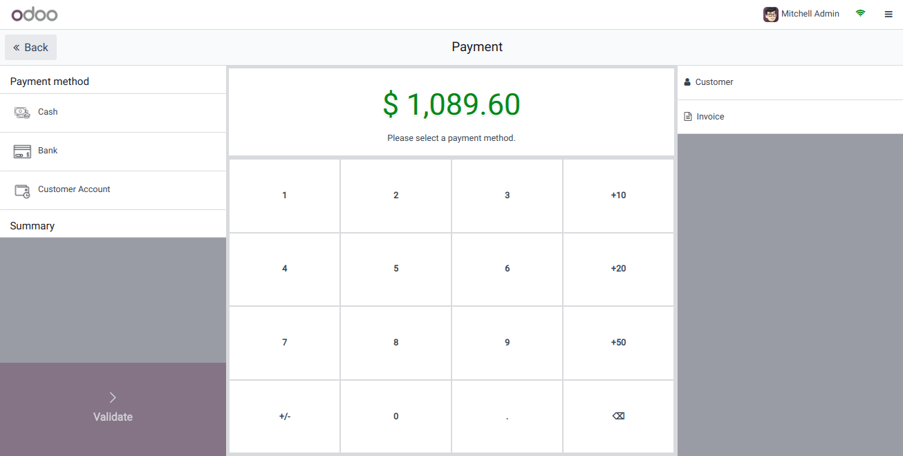 Select Payment Method and Validate the Payment