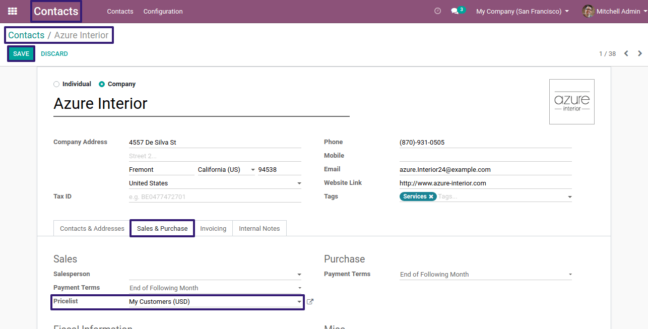 Add the Pricelist In Sales & Purchase tab InOdoo 13