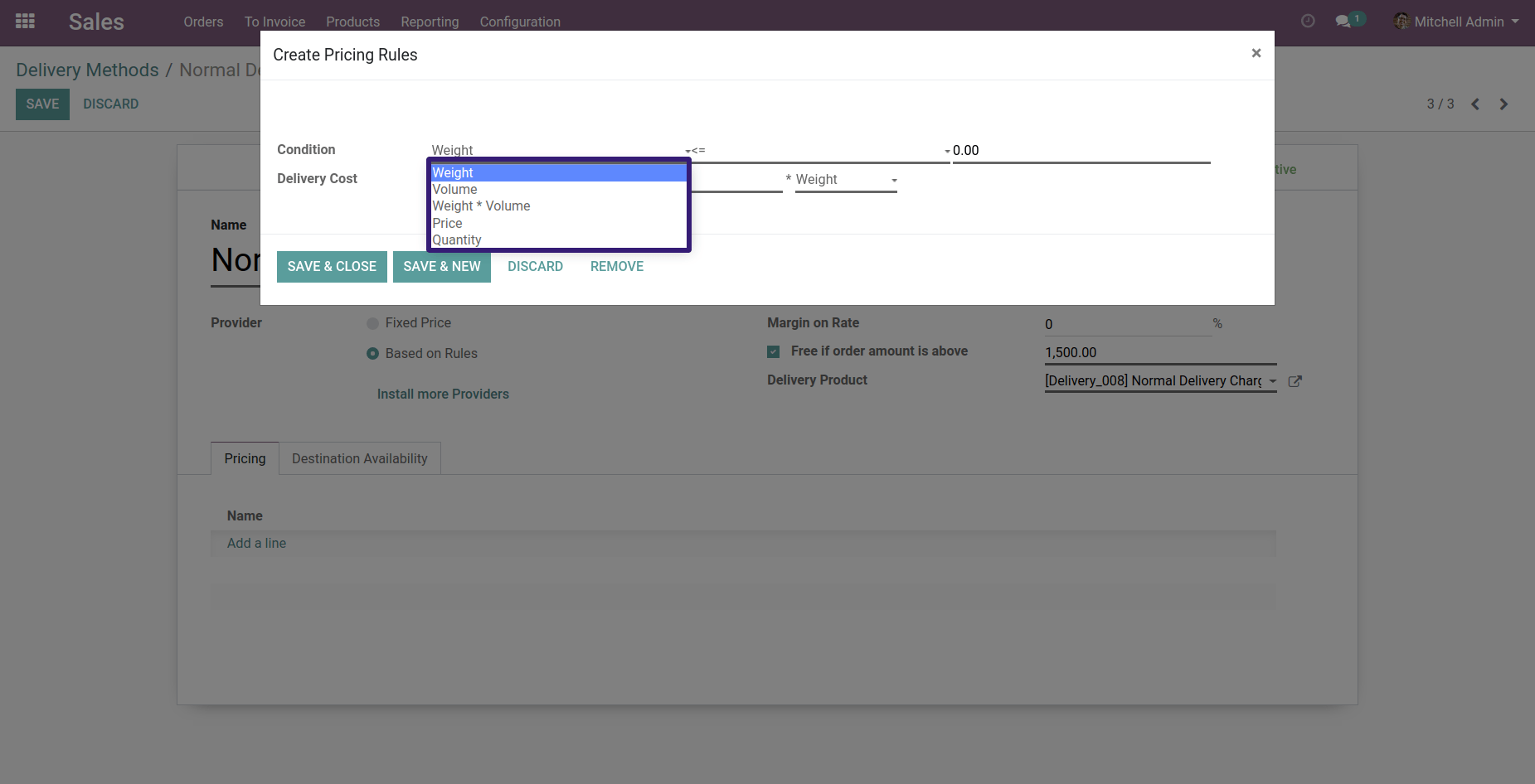 Select The Condition in odoo