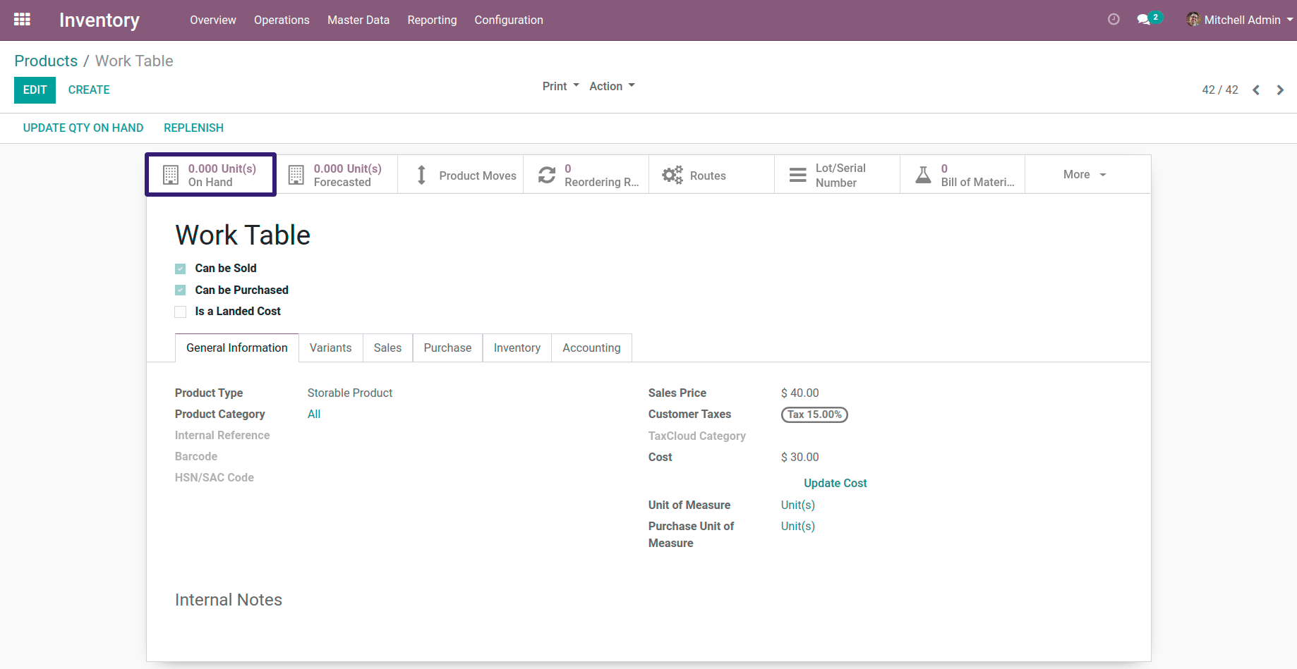 Update Quantity In Odoo 