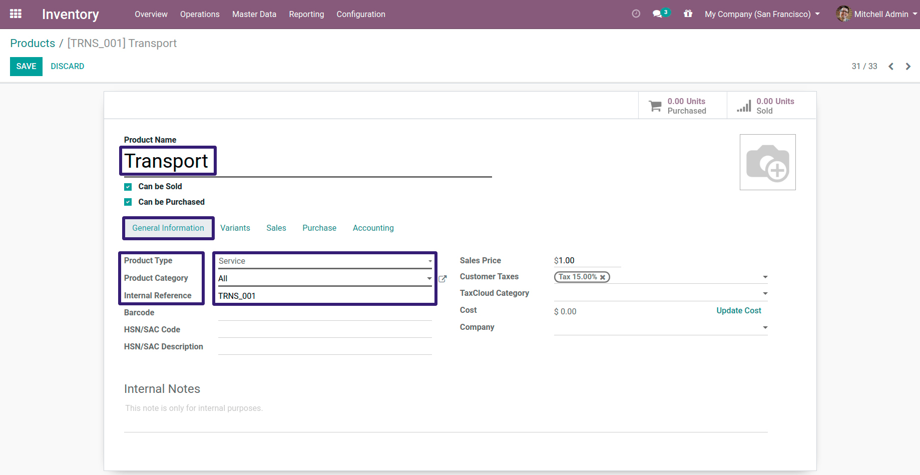 Create Product In Odoo 13 