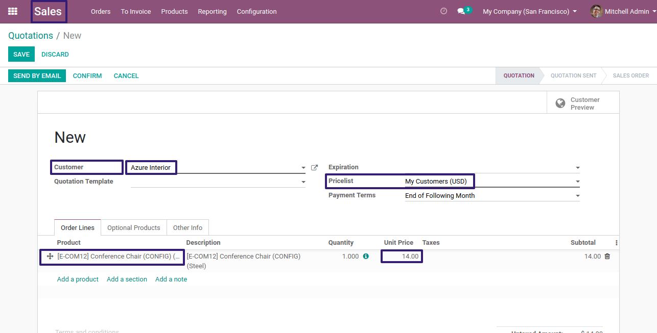 Add Customer and Product In Odoo 13