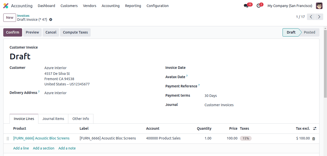 Draft Invoices