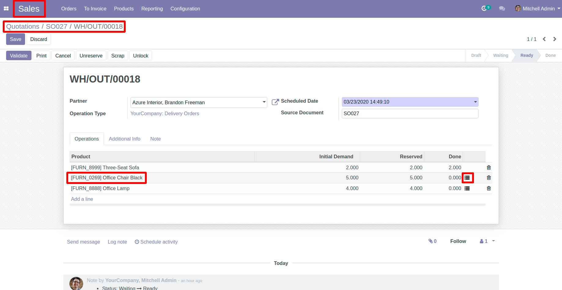 Click on Button in Line in Odoo