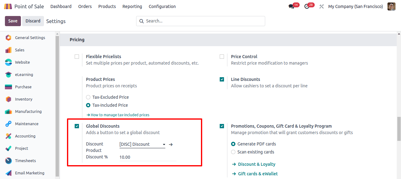 POS global discounts