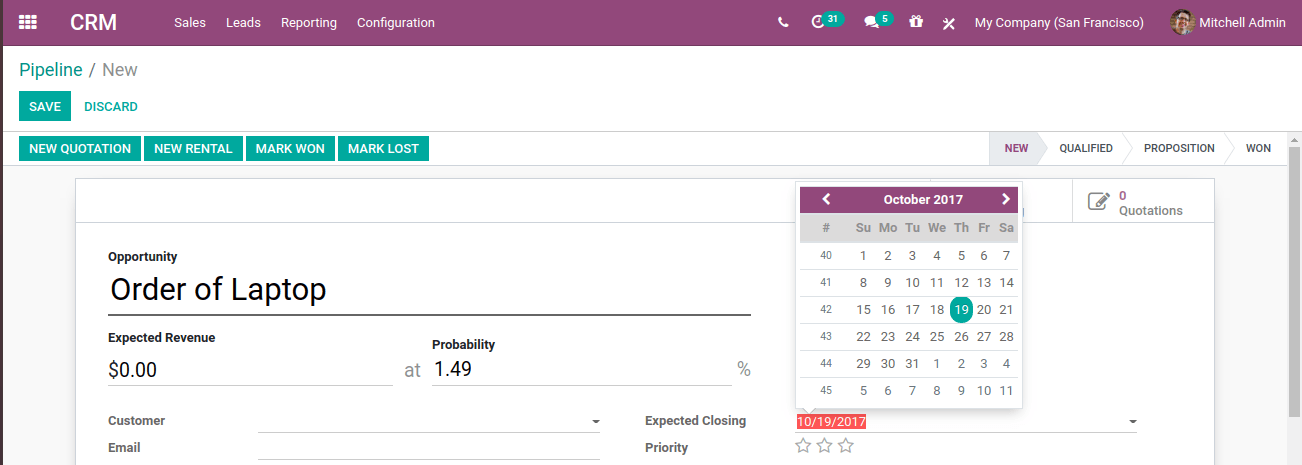 Smart Date Picker In Odoo 14