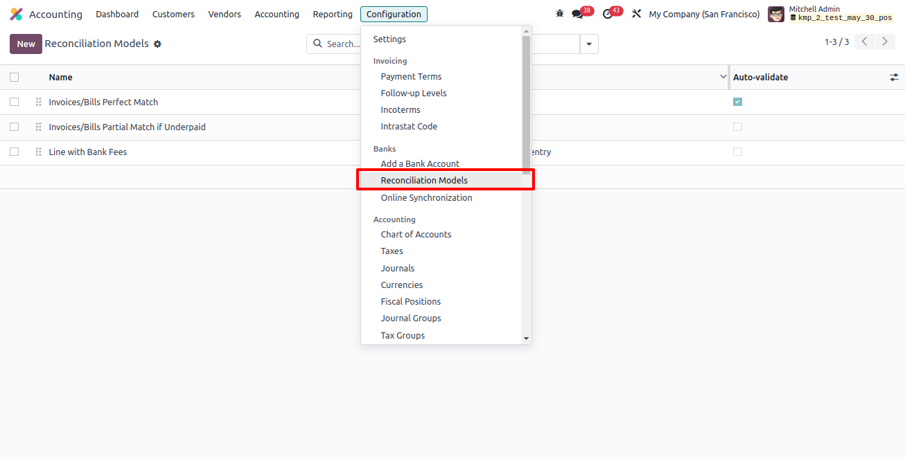 Accounting reconciliation model