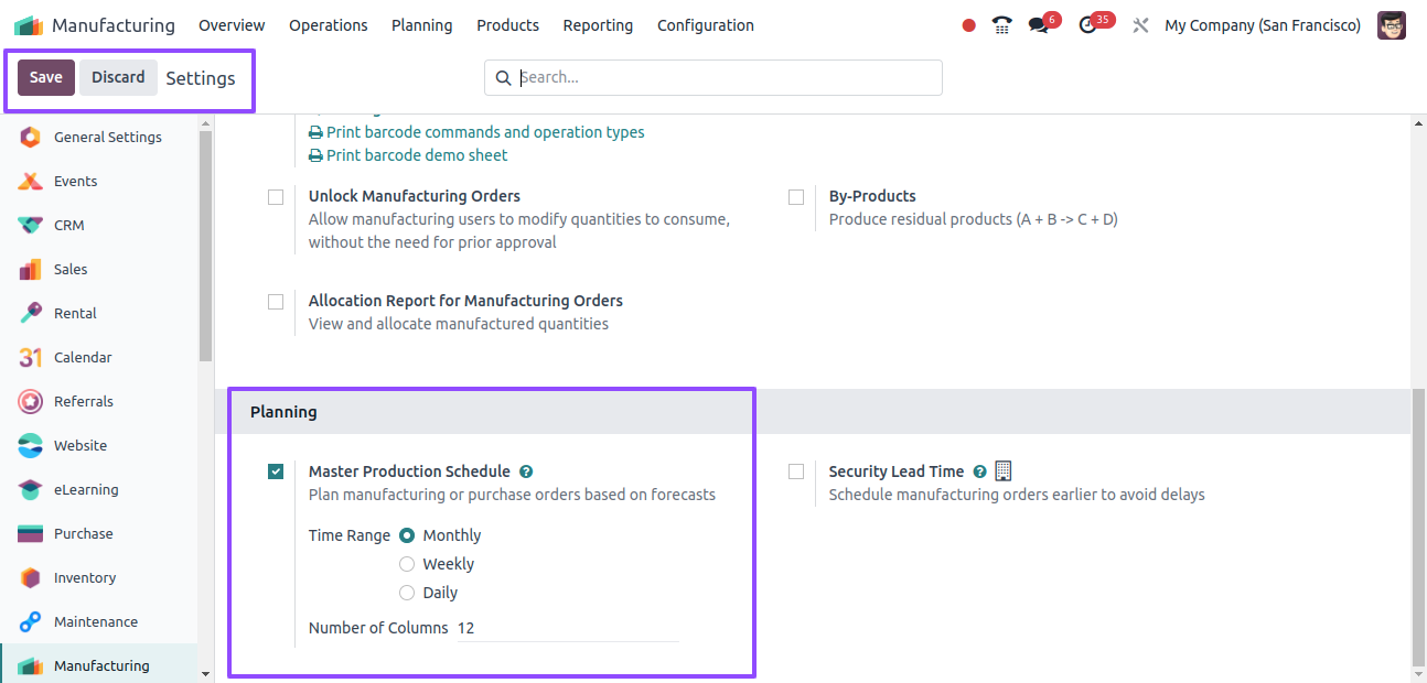 Manufacturing Planning