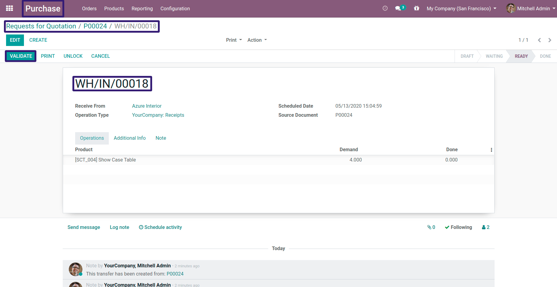 Click On Validate Button in odoo13