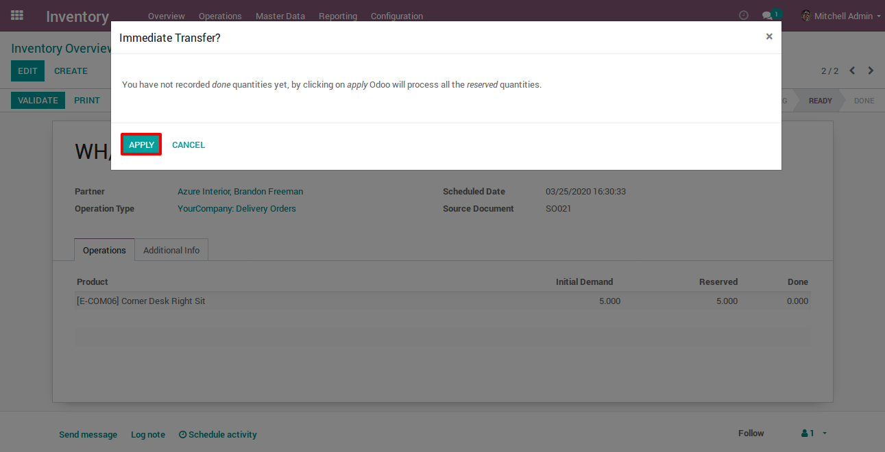 In Popup Click On Apply button in odoo