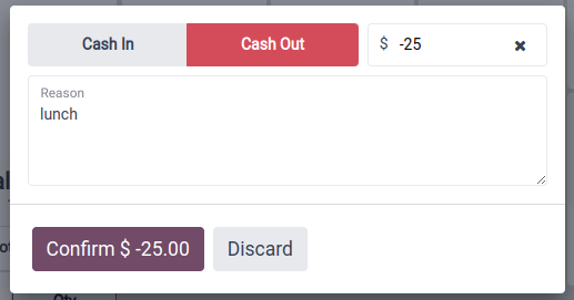 POS Cash In/Out  PopUp