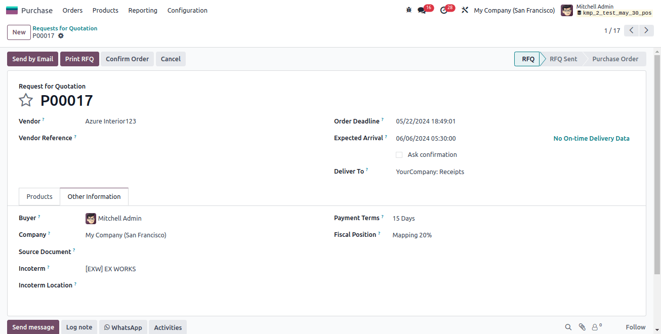 Imported Purchase order Other Information