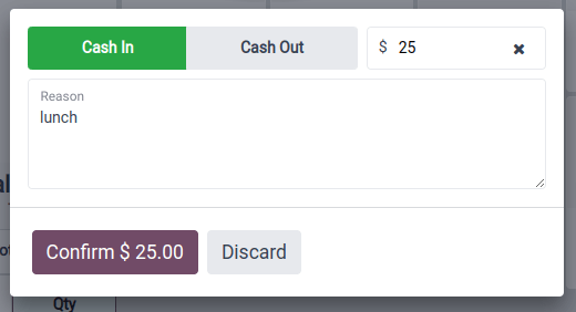 POS Cash In/Out  PopUp