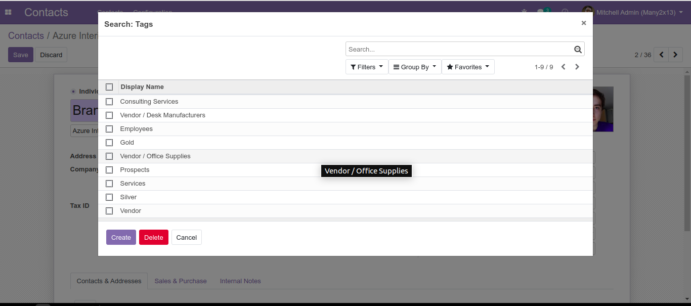 Allow multiple delete in search more dialog. in Odoo