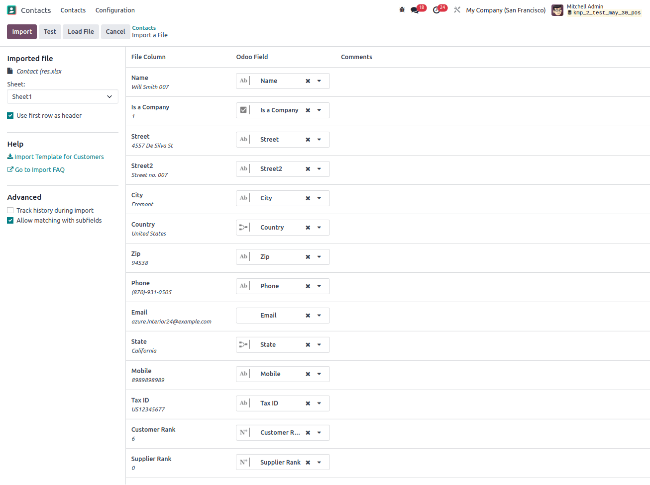 Contacts Template Spreadsheet