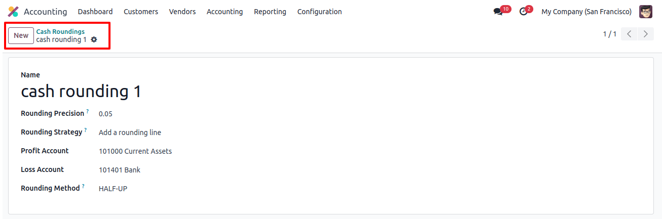 Create Cash Rounding