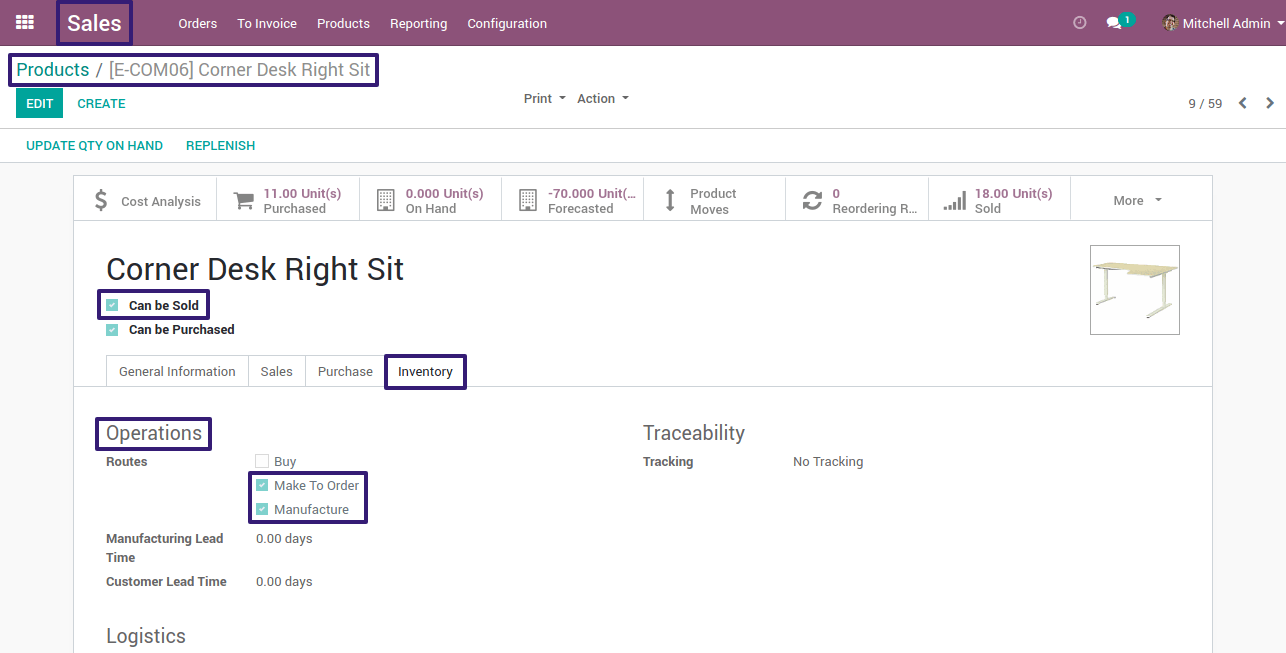 Check Boolean For Make To Order in odoo