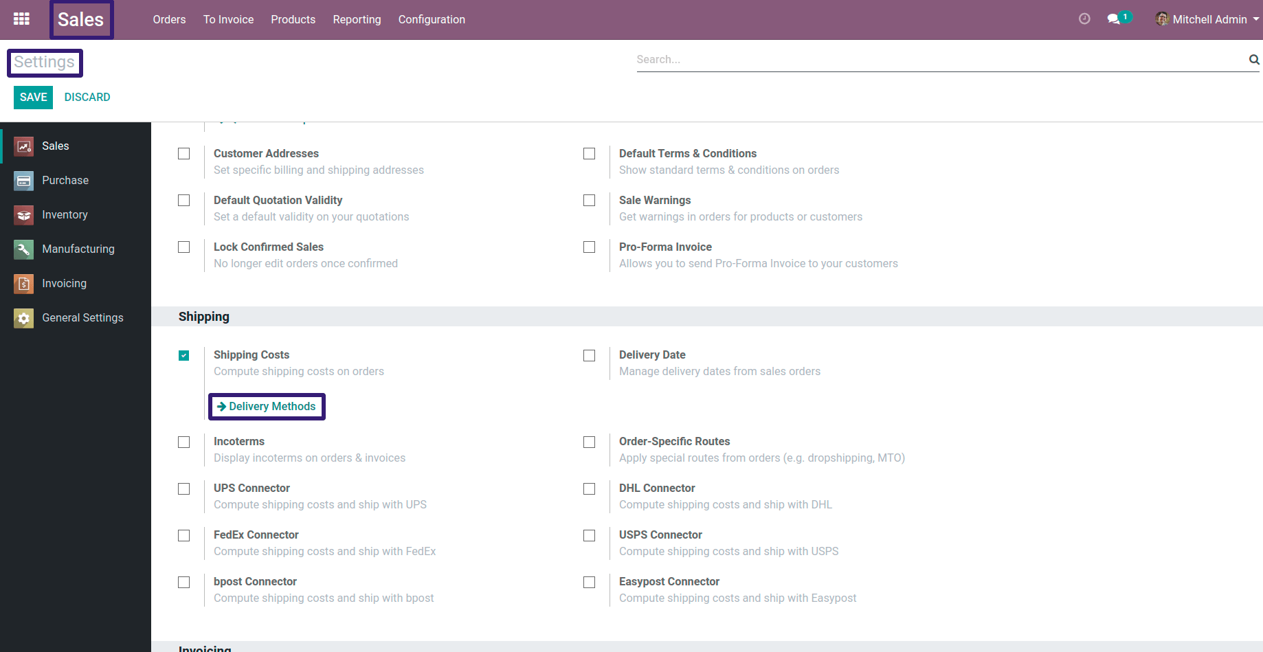 Delivery Methods In Odoo 