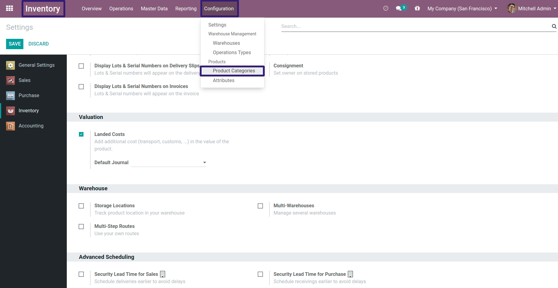 Product Categories In Odoo 13