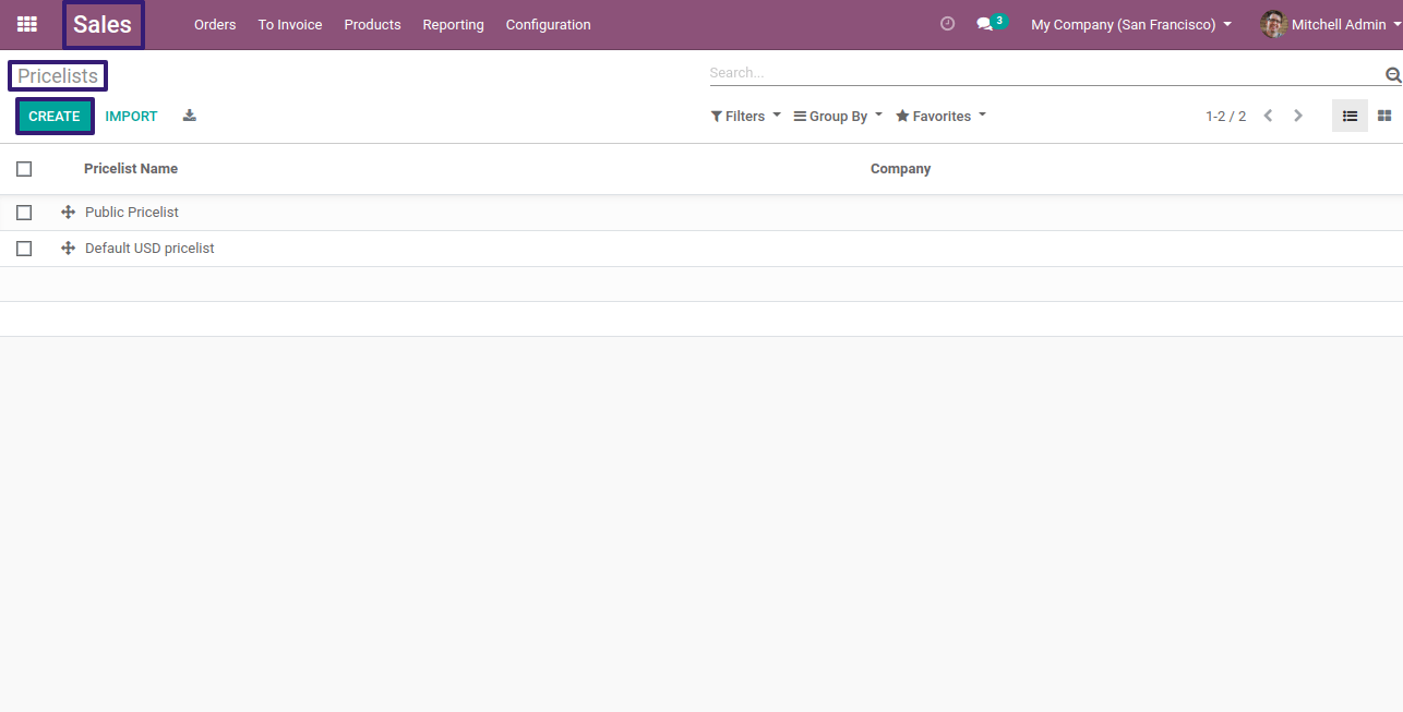 Create New Pricelist In Odoo 13