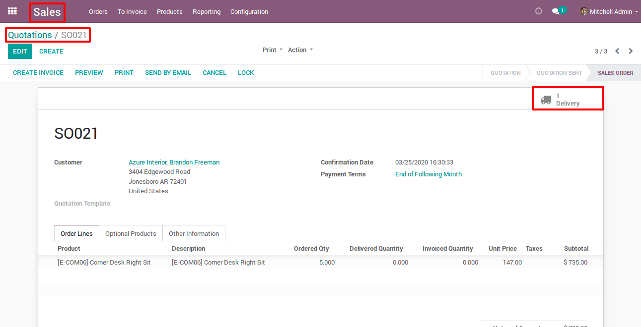 Click On Delivery Smart Button In Odoo