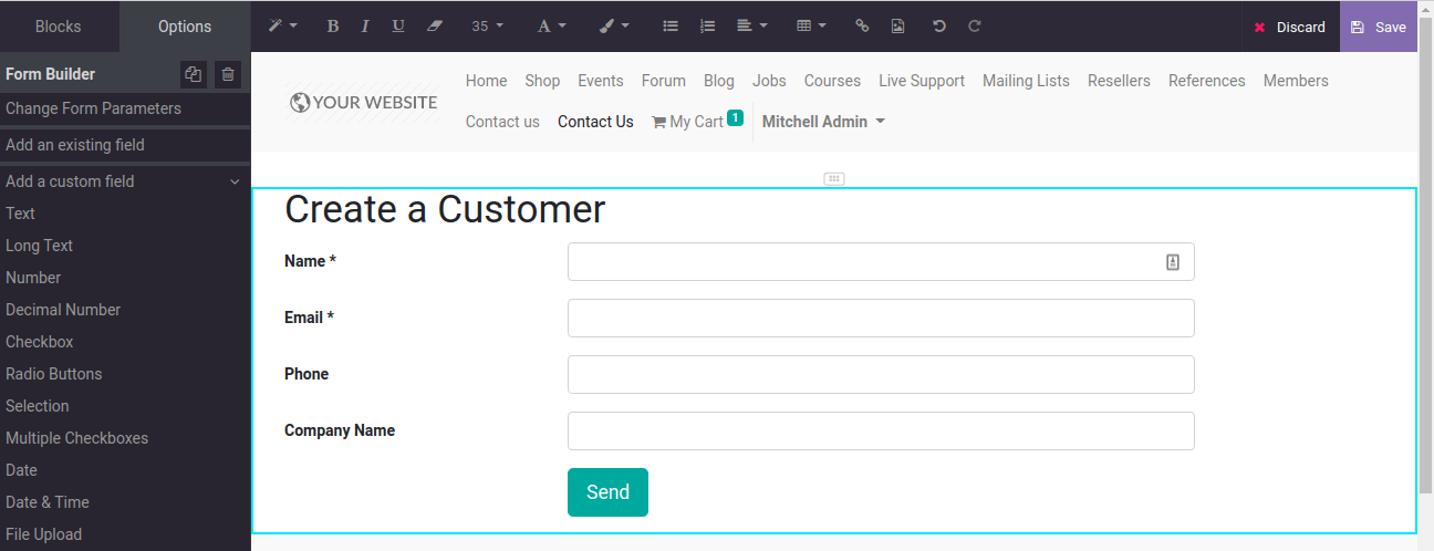 Create A Customer In Odoo Form Builder 