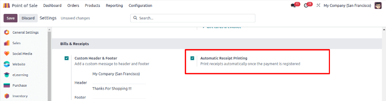 POS Automatic Receipt Printing