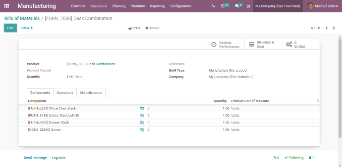 Bills Of Material (BoM) In Odoo