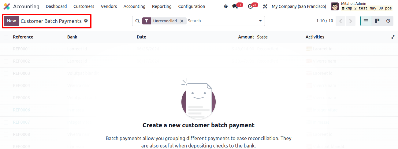 Customer Bathch Payments