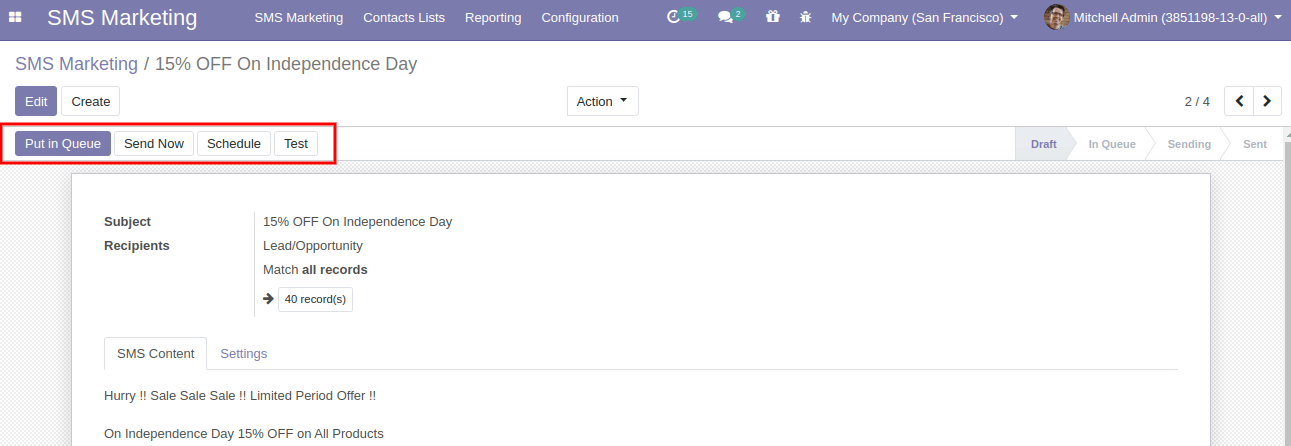 SMS Campaign In Odoo