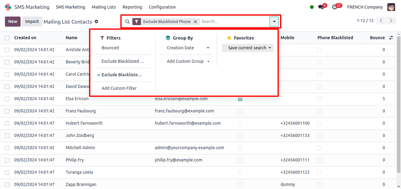 Filters and Grouping Options